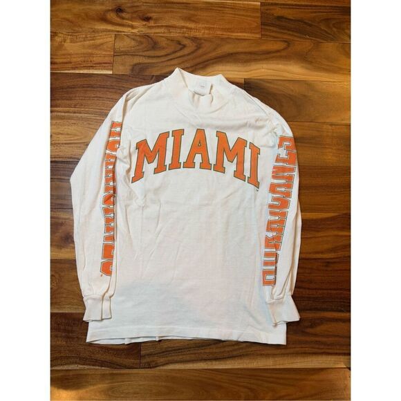 Size S - University of Miami 1980s Single Stitch PM Long sleeve - Picture 1 of 9